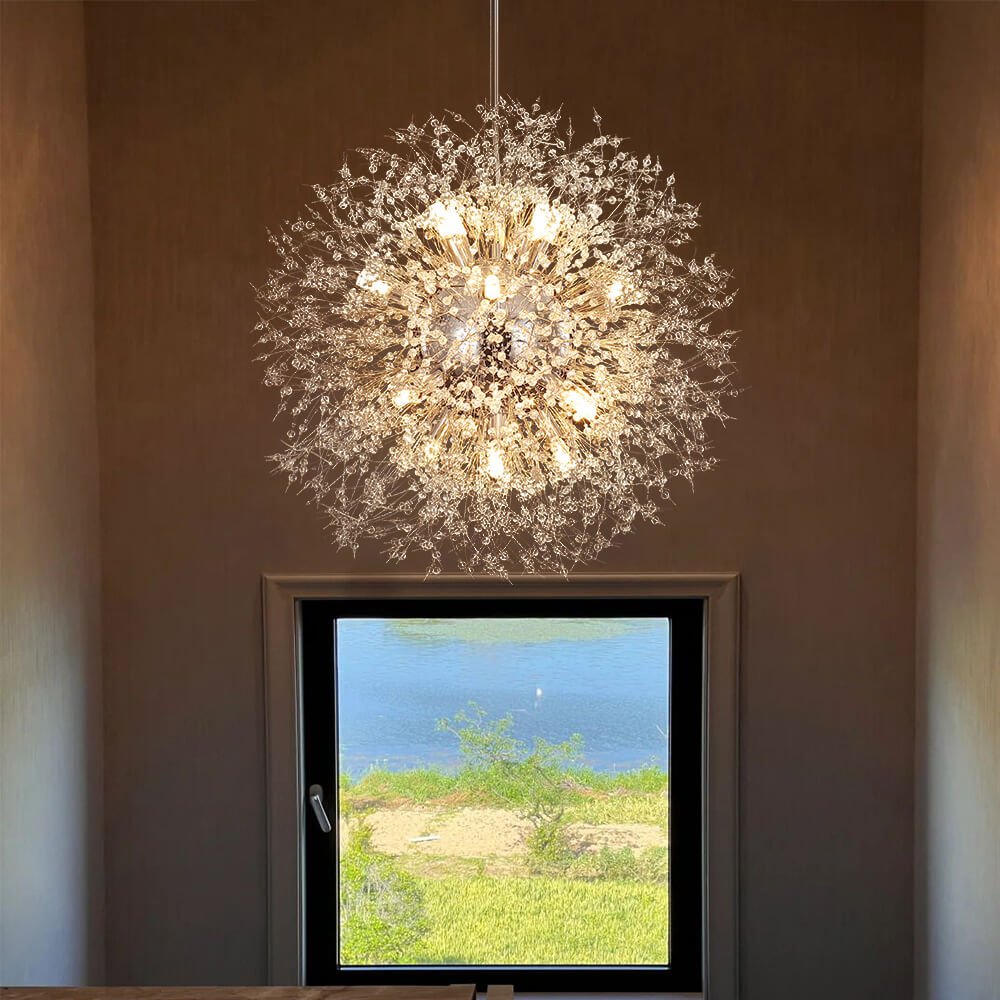 Pendant Light Metal Crystal Beads 80.0 cm Fireworks Design Adjustable Living Room Dining Hall Ceiling Lamp | Thomler