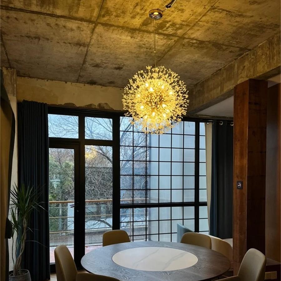 Pendant Light Metal Crystal Beads 80.0 cm Fireworks Design Adjustable Living Room Dining Hall Ceiling Lamp | Thomler