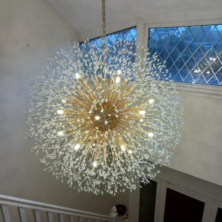 Chandelier Metal Crystal Effect 100.0 cm Living Room Dining Area Fireworks Pendant Light Adjustable G9 LED Ceiling Feature | Thomler