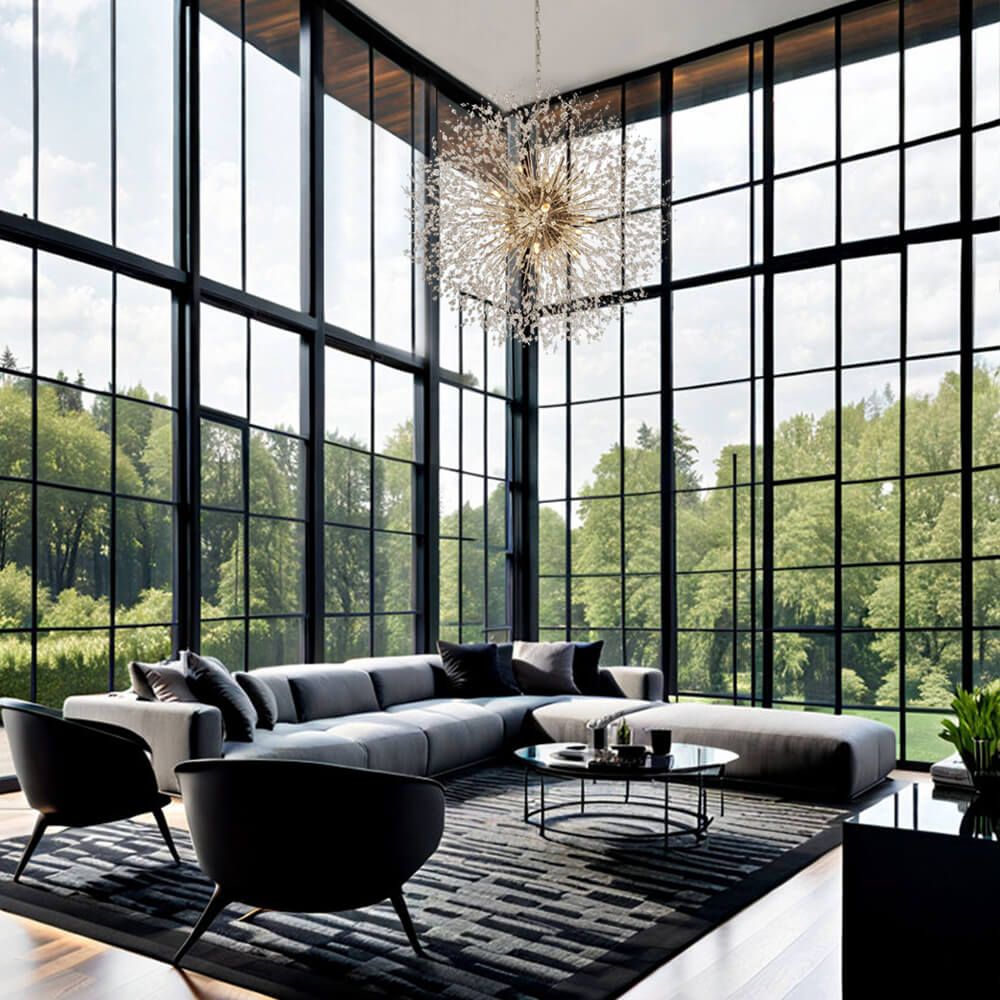 Chandelier Metal Crystal Effect 100.0 cm Living Room Dining Area Fireworks Pendant Light Adjustable G9 LED Ceiling Feature | Thomler