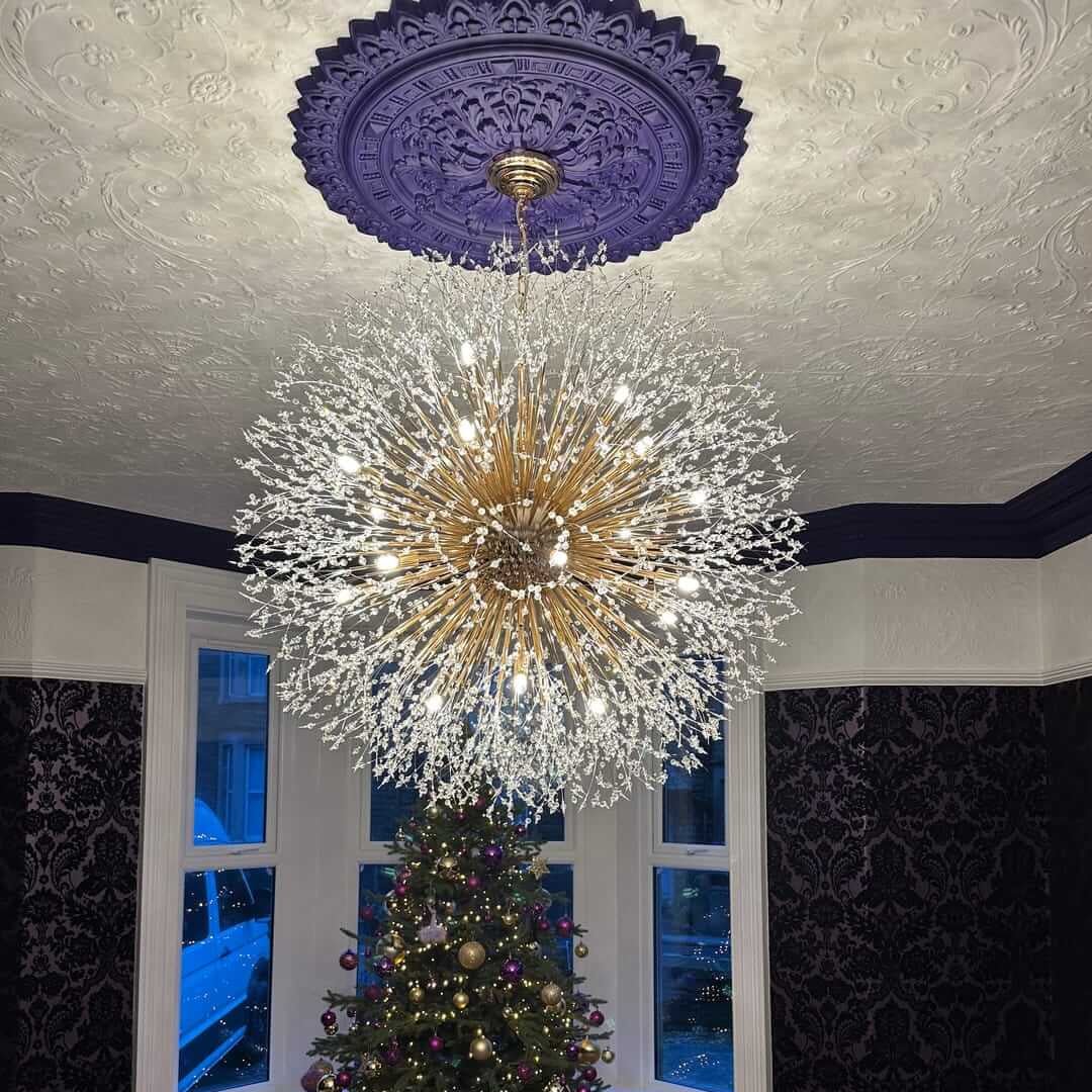 Chandelier Metal Crystal Effect 100.0 cm Living Room Dining Area Fireworks Pendant Light Adjustable G9 LED Ceiling Feature | Thomler