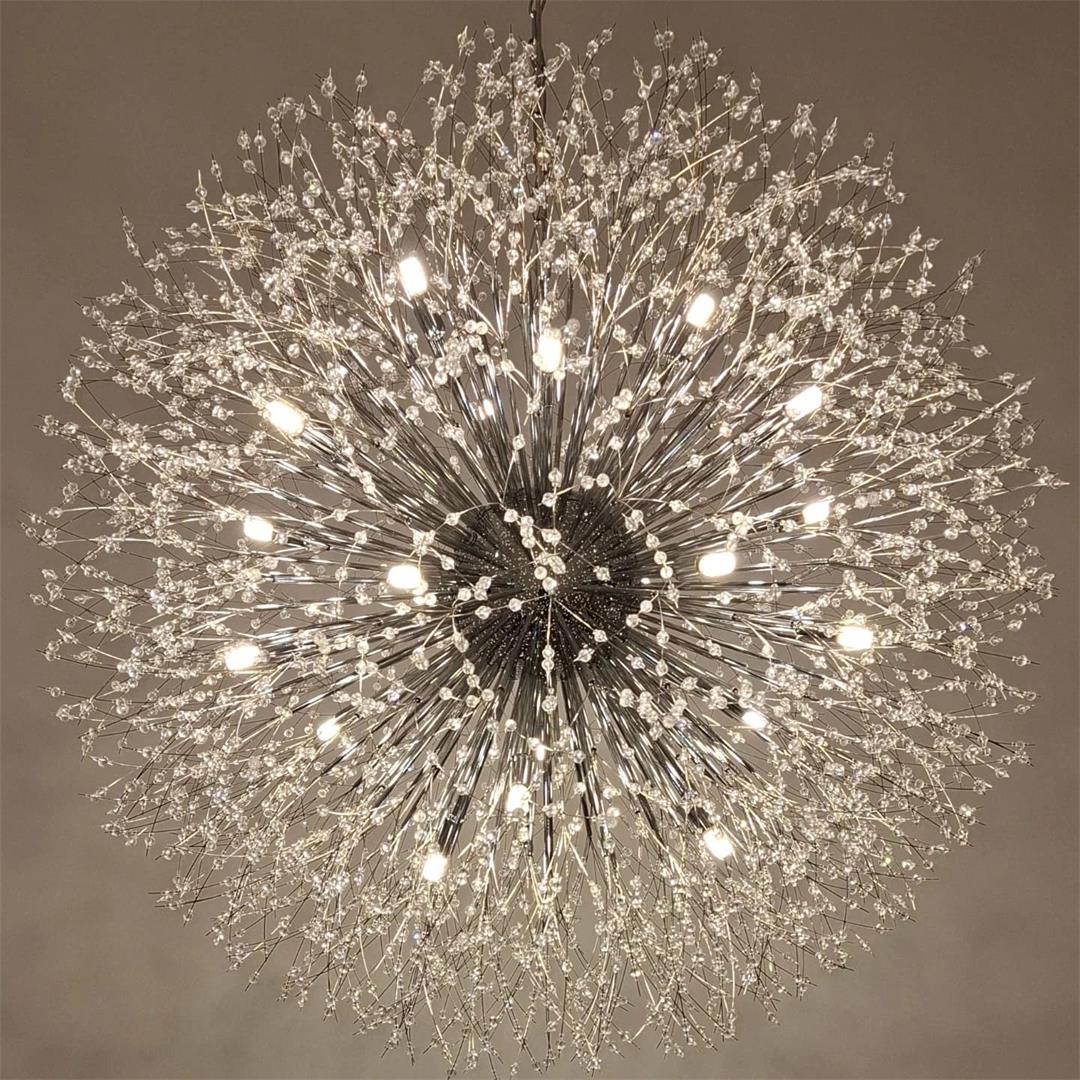 Chandelier Metal Crystal Effect 100.0 cm Living Room Dining Area Fireworks Pendant Light Adjustable G9 LED Ceiling Feature | Thomler