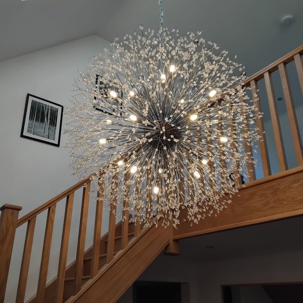Chandelier Metal Crystal Effect 100.0 cm Living Room Dining Area Fireworks Pendant Light Adjustable G9 LED Ceiling Feature | Thomler