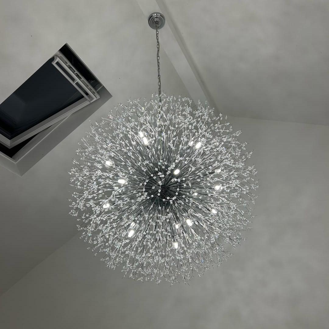 Chandelier Metal Crystal Effect 100.0 cm Living Room Dining Area Fireworks Pendant Light Adjustable G9 LED Ceiling Feature | Thomler