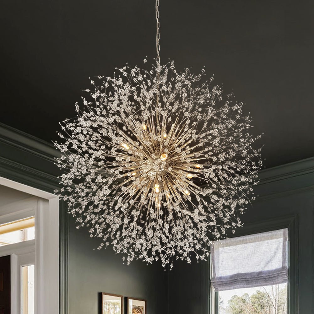 Chandelier Metal Crystal Effect 100.0 cm Living Room Dining Area Fireworks Pendant Light Adjustable G9 LED Ceiling Feature | Thomler