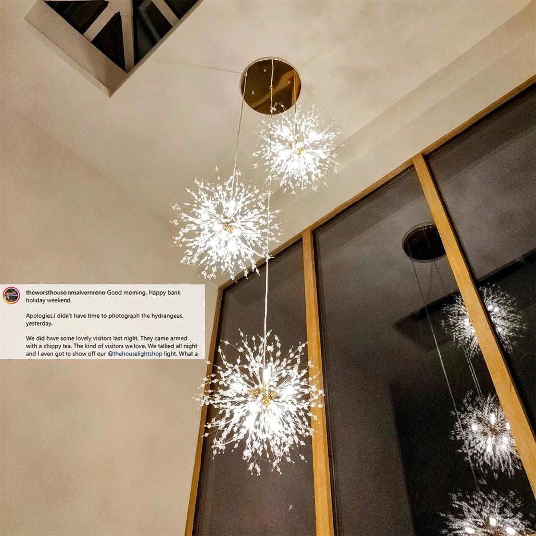 Chandelier Metal 300.0 cm Adjustable Antique Brass Hallway Stairwell Living Room Dandelion Firework Cluster Pendant Light | Thomler