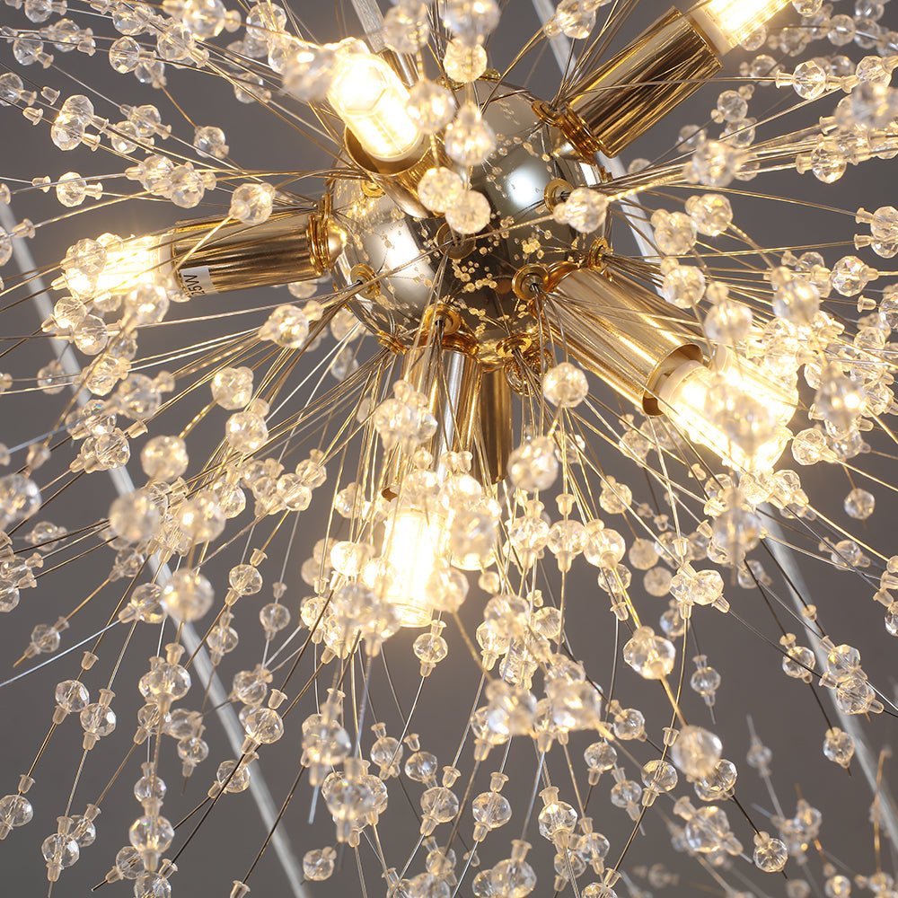 Chandelier Metal 300.0 cm Adjustable Antique Brass Hallway Stairwell Living Room Dandelion Firework Cluster Pendant Light | Thomler