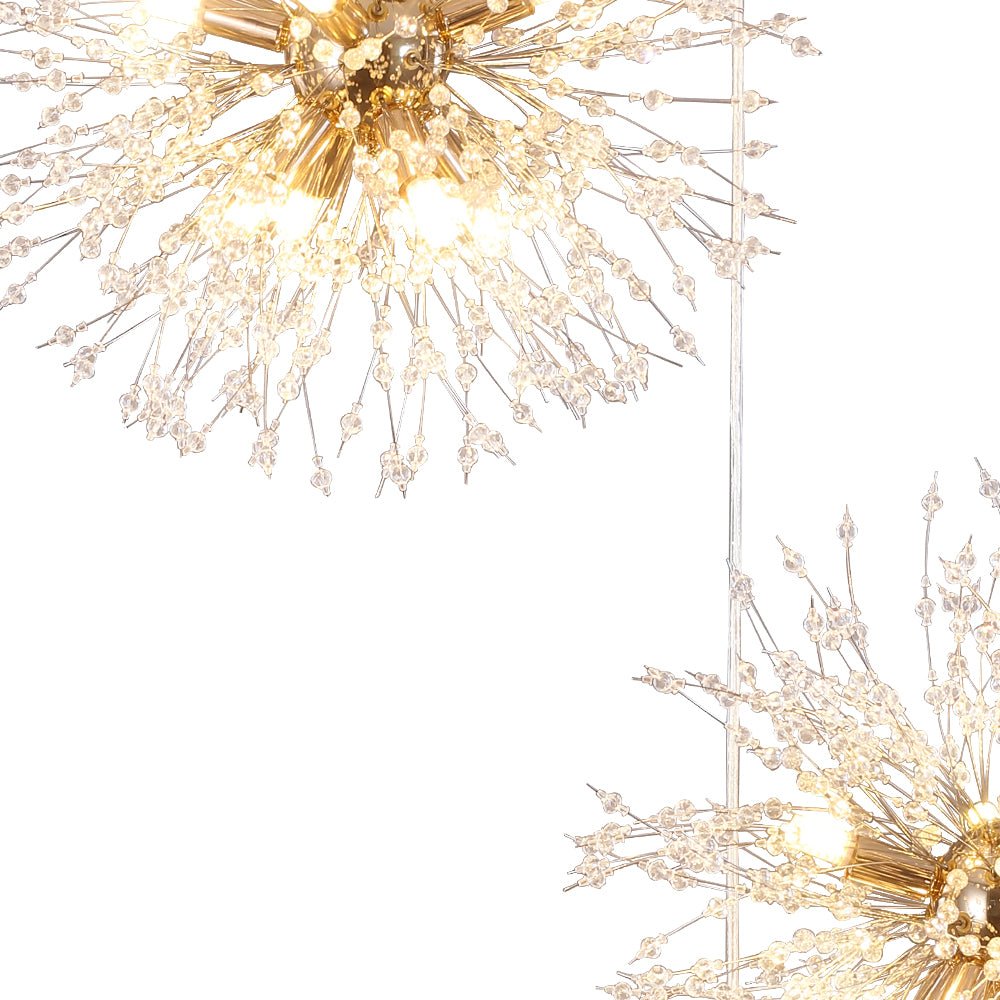 Chandelier Metal 300.0 cm Adjustable Antique Brass Hallway Stairwell Living Room Dandelion Firework Cluster Pendant Light | Thomler