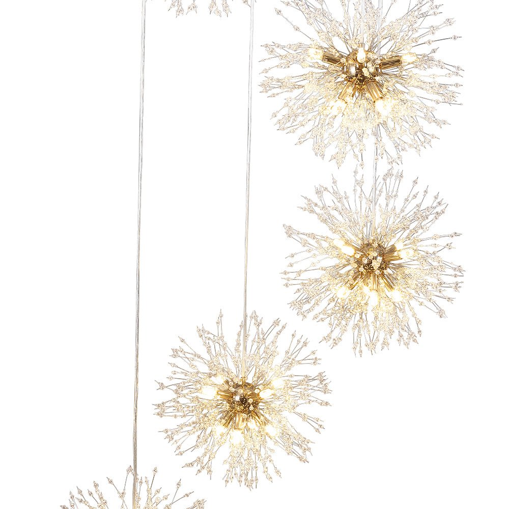 Chandelier Metal 300.0 cm Adjustable Antique Brass Hallway Stairwell Living Room Dandelion Firework Cluster Pendant Light | Thomler