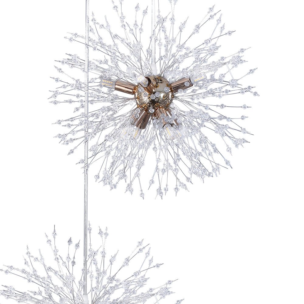 Chandelier Metal 300.0 cm Adjustable Antique Brass Hallway Stairwell Living Room Dandelion Firework Cluster Pendant Light | Thomler
