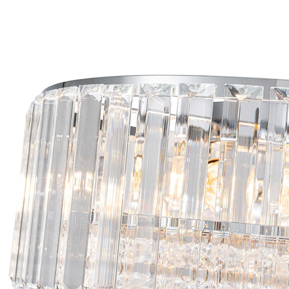 Plafondlamp Kristal Rond 3-Lichts Zwart Chroom Dimbaar 35cm Woonkamer Slaapkamer Modern