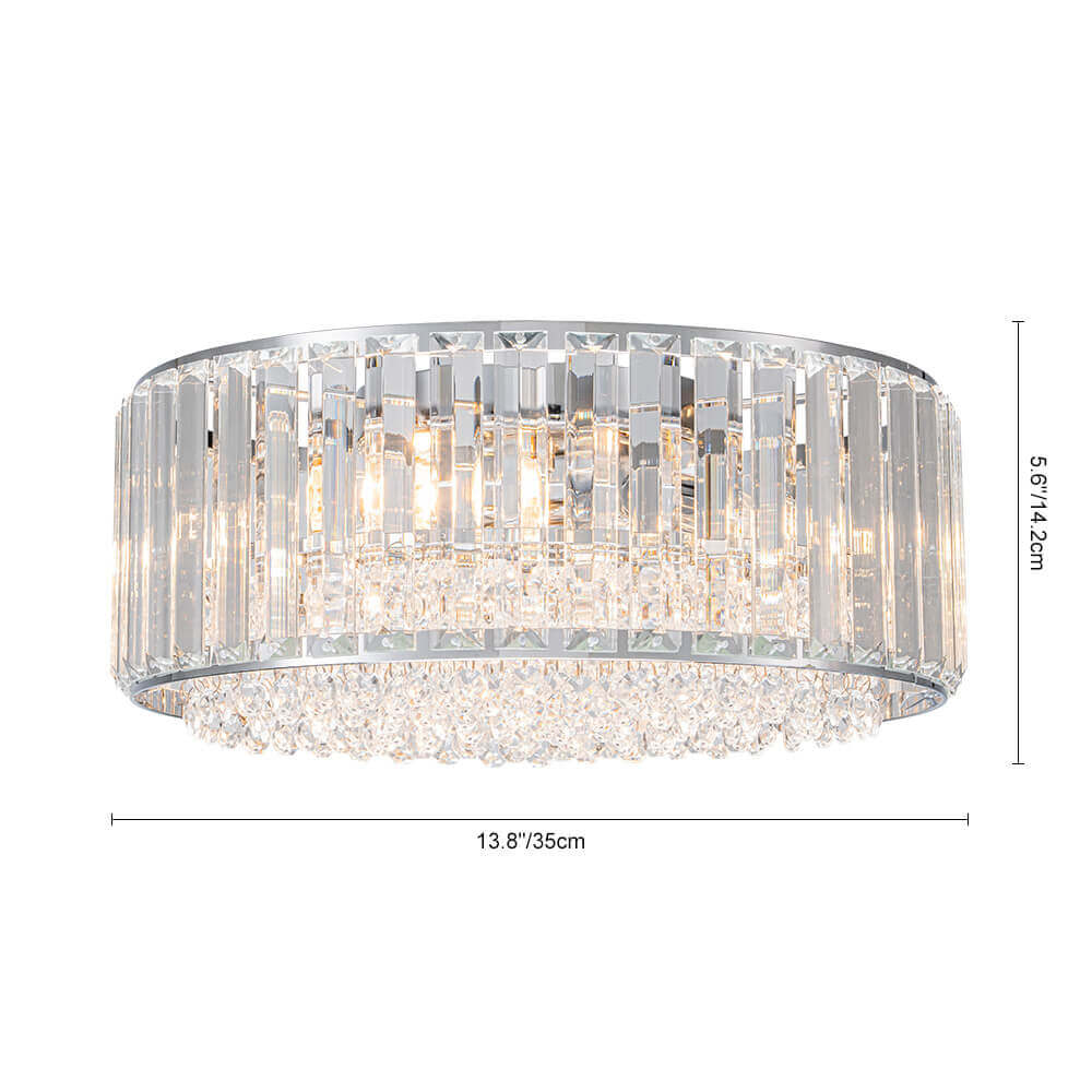 Plafondlamp Kristal Rond 3-Lichts Zwart Chroom Dimbaar 35cm Woonkamer Slaapkamer Modern