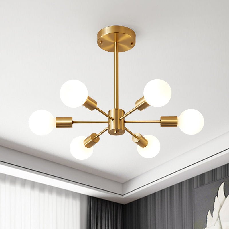 Ceiling Light Metal 44.0 cm Brass Six-Arm Indoor Dining Room Living Room Chandelier Modern Pendant Lighting Fixture | Thomler