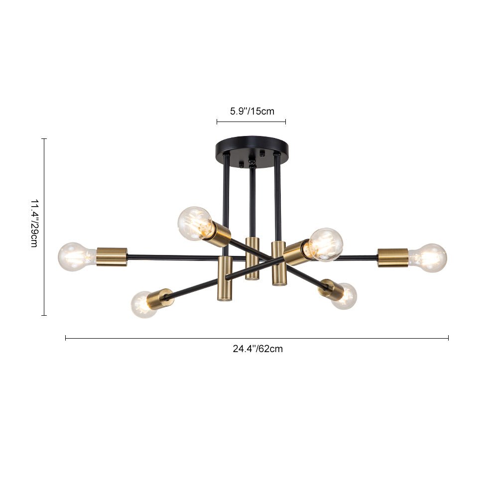 Ceiling Lamp Metal 62–103 cm Black Semi-Flush Living Room Dining Room Retro Modern Dimmable Lighting Fixture | Thomler