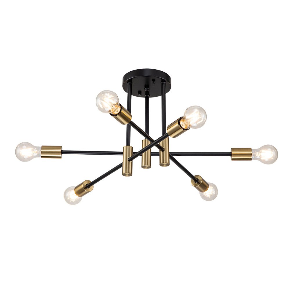 Ceiling Lamp Metal 62–103 cm Black Semi-Flush Living Room Dining Room Retro Modern Dimmable Lighting Fixture | Thomler