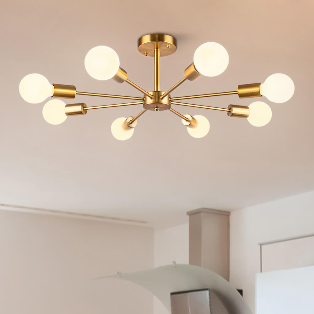 Ceiling Lamp Metal 60.0 cm Black Semi Flush Dining Room Kitchen Sputnik Light Fixture Eight Arm Modern Ceiling Light | Thomler