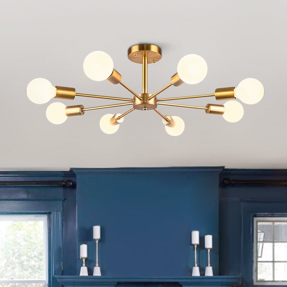 Ceiling Lamp Metal 60.0 cm Black Semi Flush Dining Room Kitchen Sputnik Light Fixture Eight Arm Modern Ceiling Light | Thomler