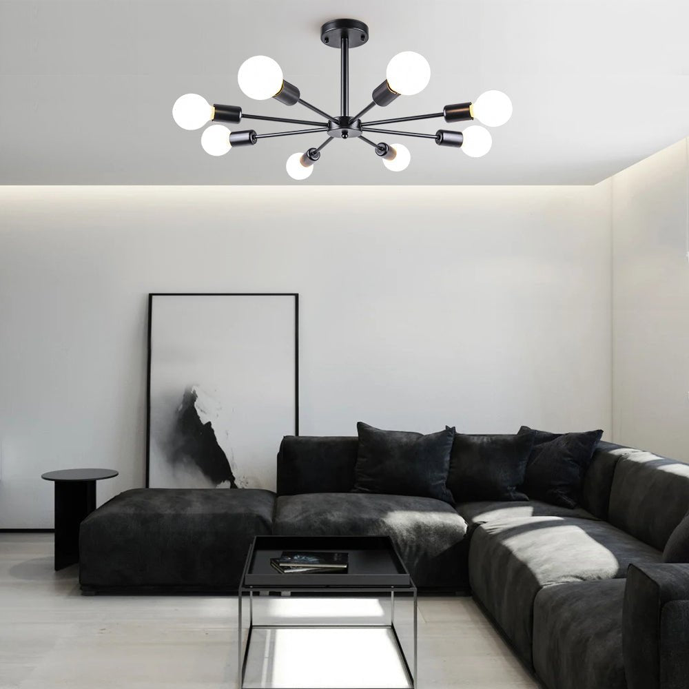 Ceiling Lamp Metal 60.0 cm Black Semi Flush Dining Room Kitchen Sputnik Light Fixture Eight Arm Modern Ceiling Light | Thomler