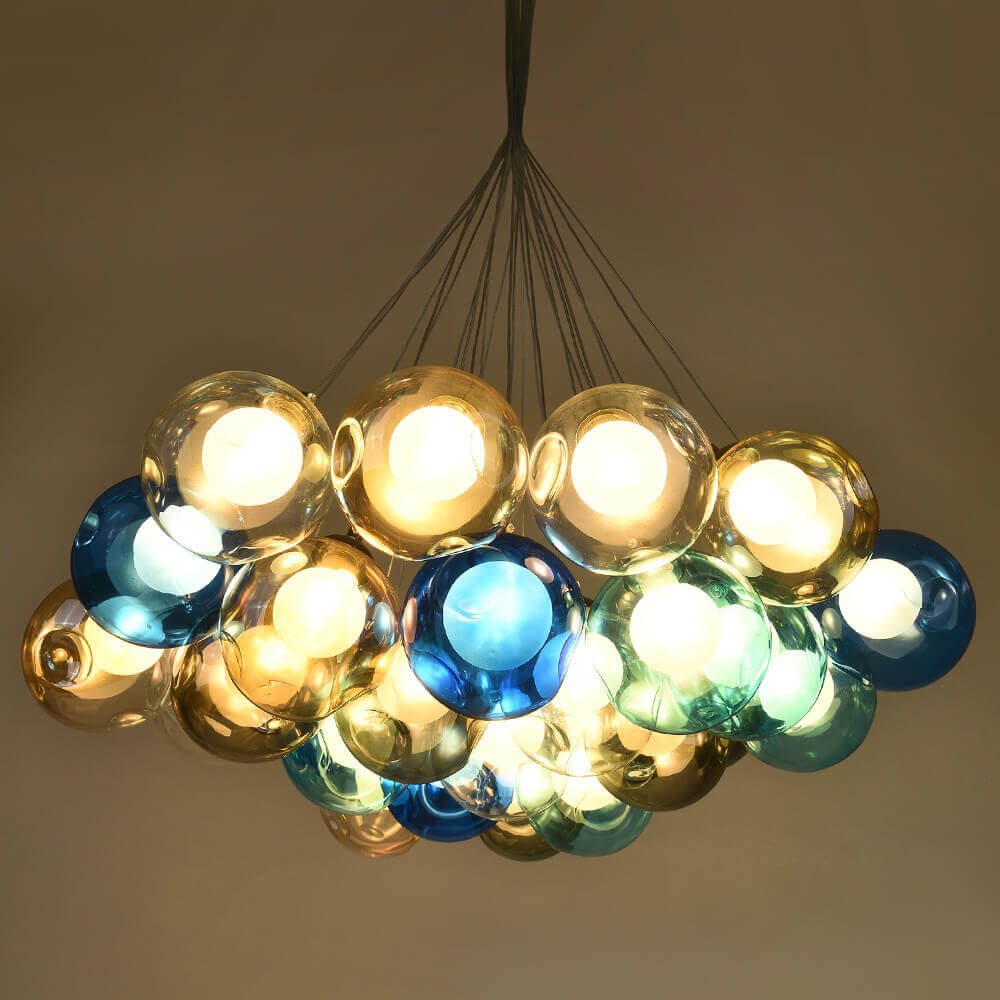 Pendant Light Glass Cluster 50.0 cm Multicolour Modern Kitchen Dining Room Hanging Lamp | Thomler