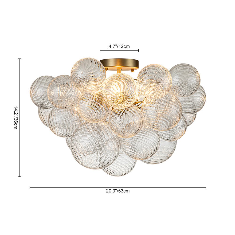 Ceiling Lamp Glass Semi-Flush 53.0 cm Cluster 3-Light Brass Bathroom Living Room Modern Lighting Fixture | Thomler