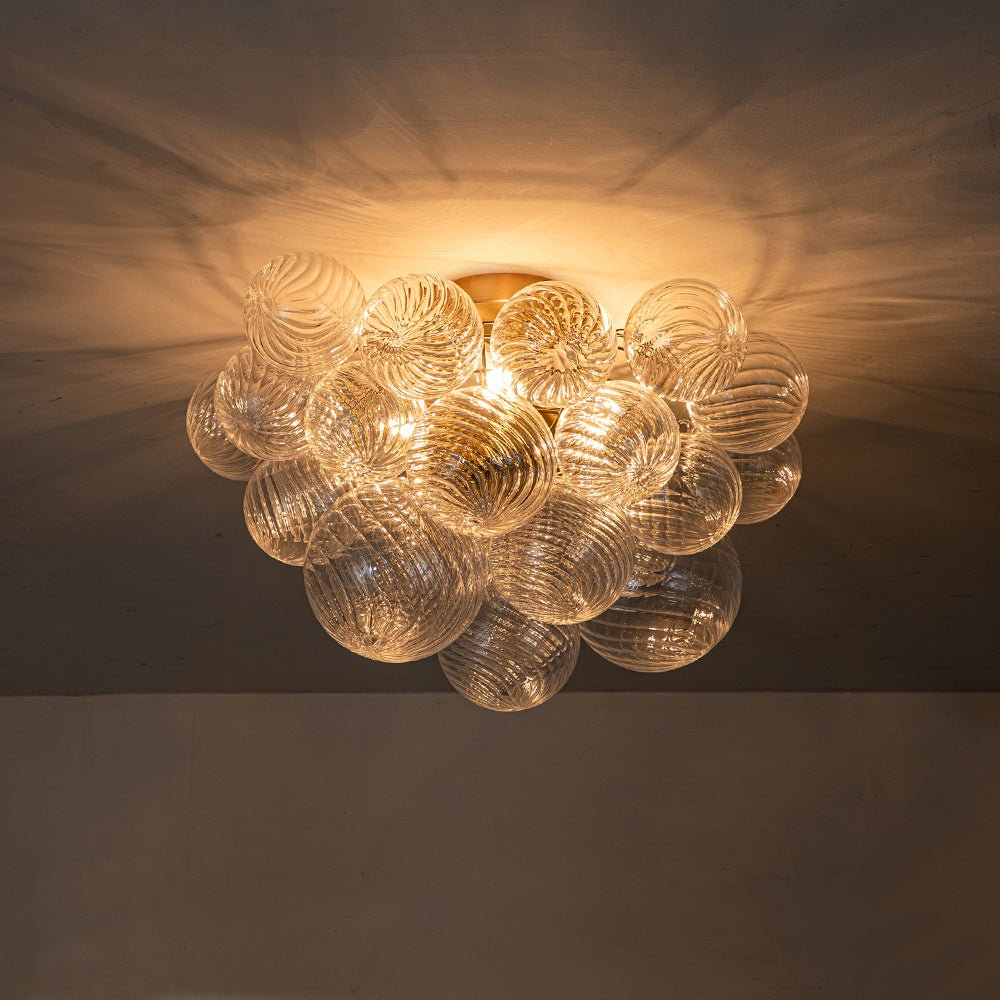 Ceiling Lamp Glass Semi-Flush 53.0 cm Cluster 3-Light Brass Bathroom Living Room Modern Lighting Fixture | Thomler