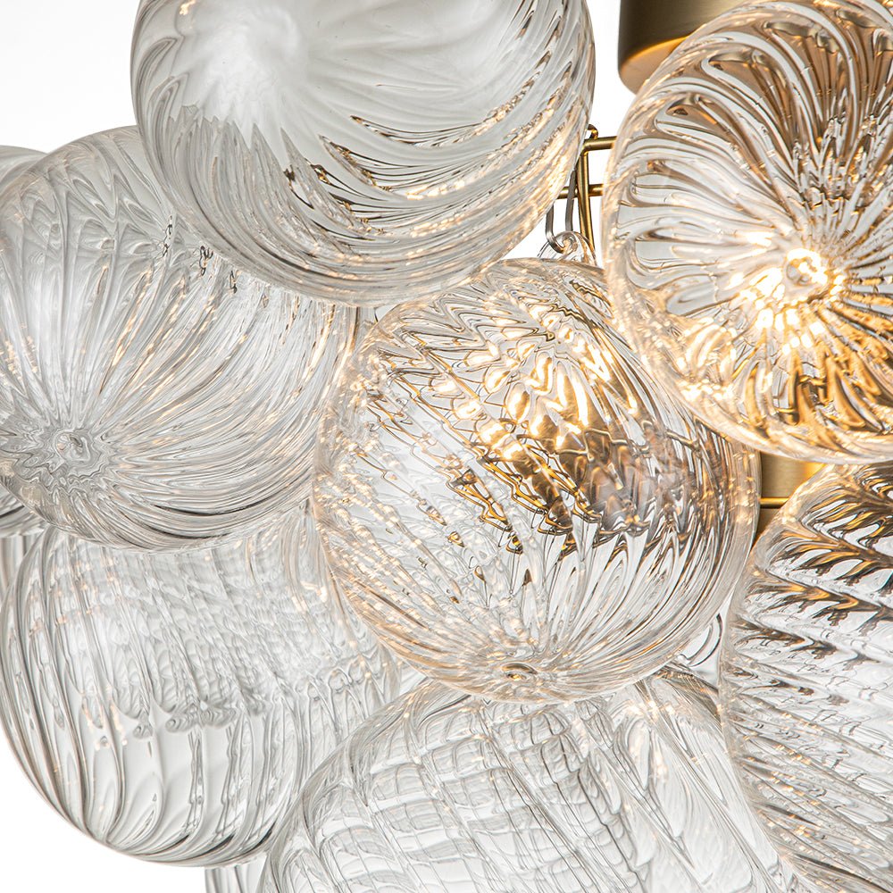 Ceiling Lamp Glass Semi-Flush 53.0 cm Cluster 3-Light Brass Bathroom Living Room Modern Lighting Fixture | Thomler