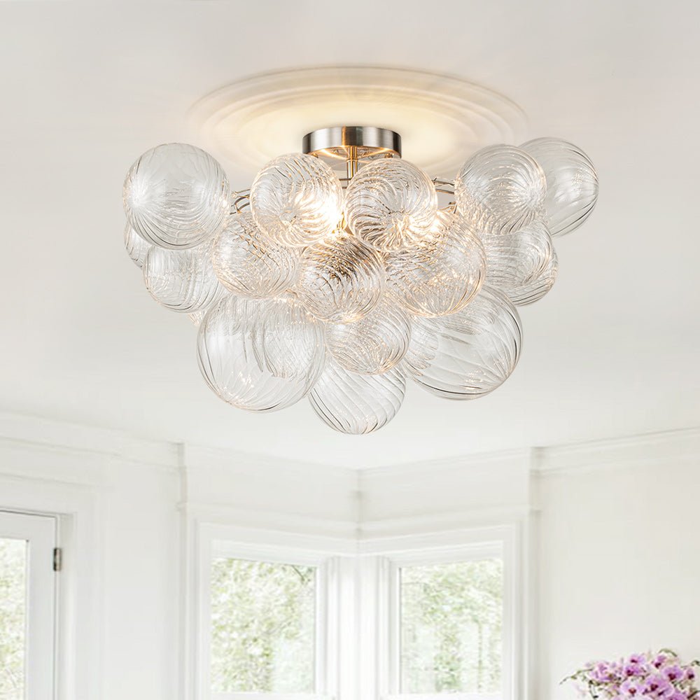Ceiling Lamp Glass Semi-Flush 53.0 cm Cluster 3-Light Brass Bathroom Living Room Modern Lighting Fixture | Thomler