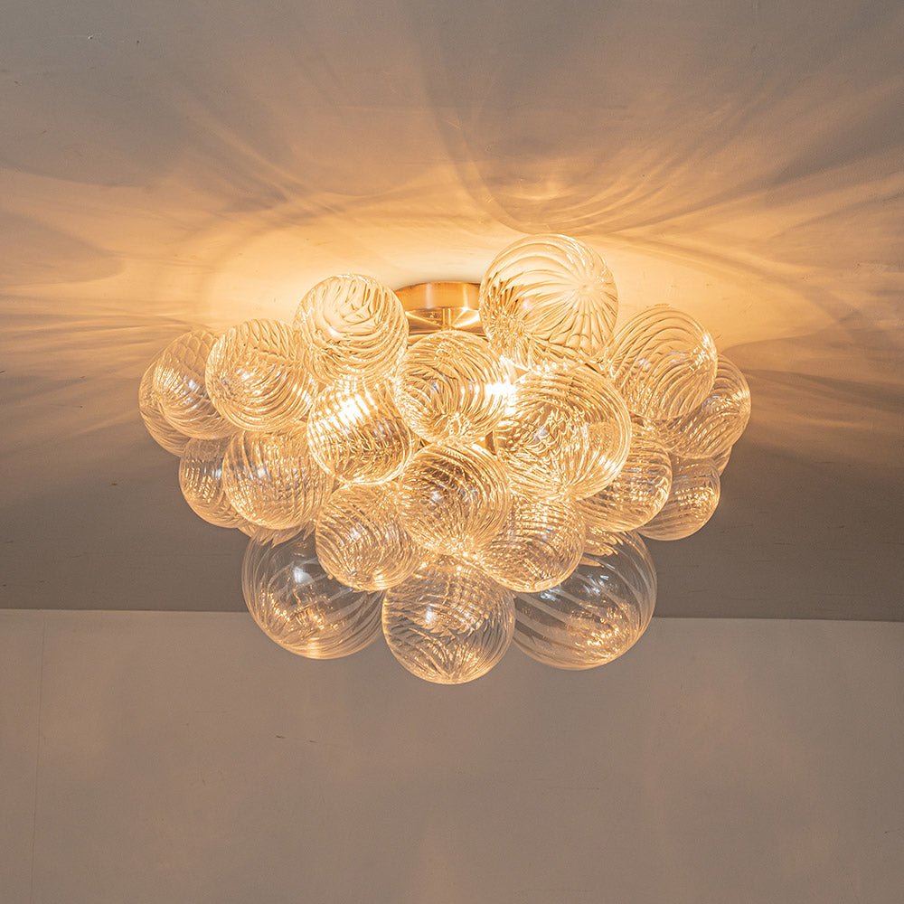 Ceiling Lamp Glass Semi-Flush 53.0 cm Cluster 3-Light Brass Bathroom Living Room Modern Lighting Fixture | Thomler