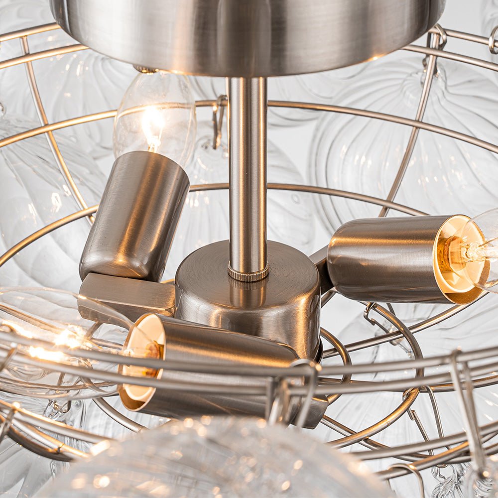 Ceiling Lamp Glass Semi-Flush 53.0 cm Cluster 3-Light Brass Bathroom Living Room Modern Lighting Fixture | Thomler