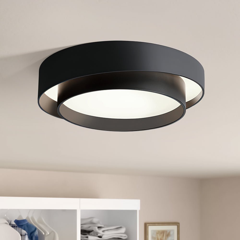 Ceiling Light Metal 39.0 cm Round LED White Grey Black Modern Living Room Bedroom Flush Mount Lamp | Thomler