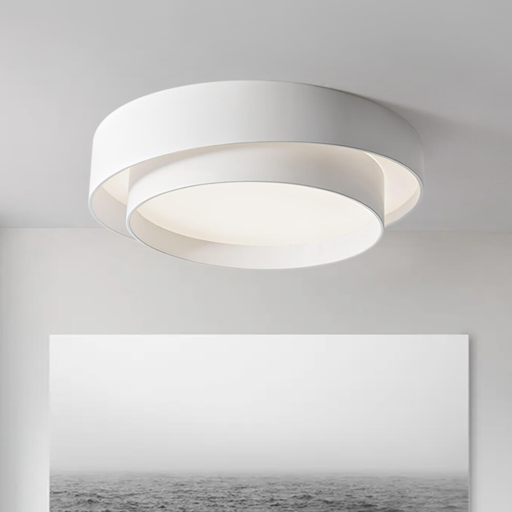 Ceiling Light Metal 39.0 cm Round LED White Grey Black Modern Living Room Bedroom Flush Mount Lamp | Thomler