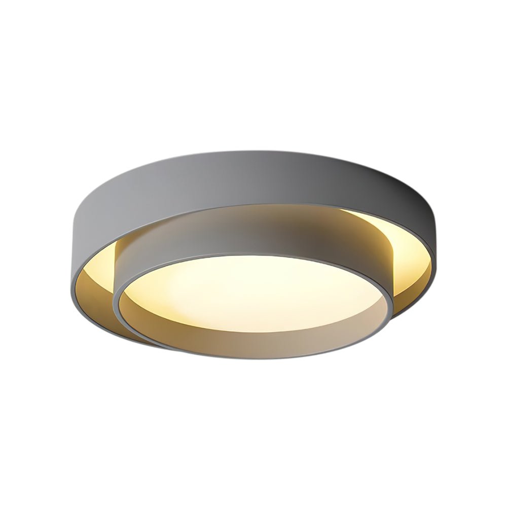 Ceiling Light Metal 39.0 cm Round LED White Grey Black Modern Living Room Bedroom Flush Mount Lamp | Thomler