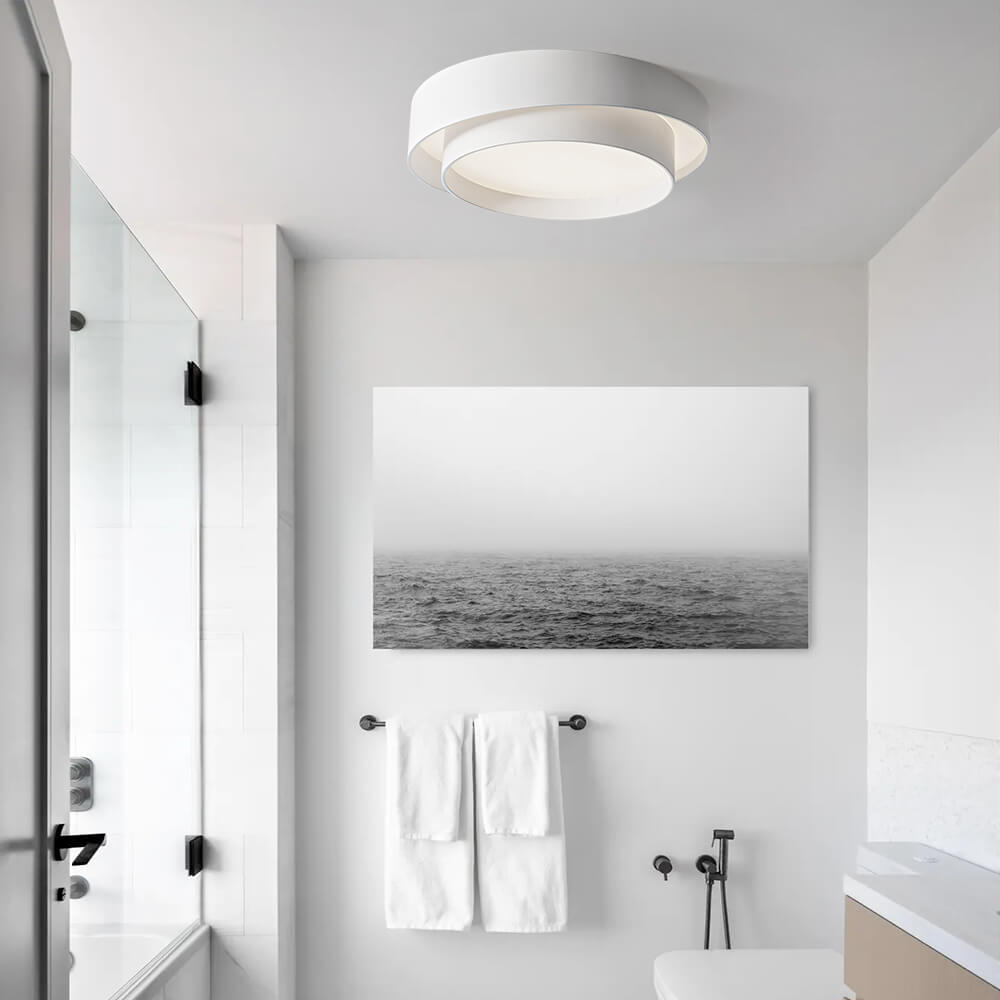 Ceiling Light Metal 39.0 cm Round LED White Grey Black Modern Living Room Bedroom Flush Mount Lamp | Thomler