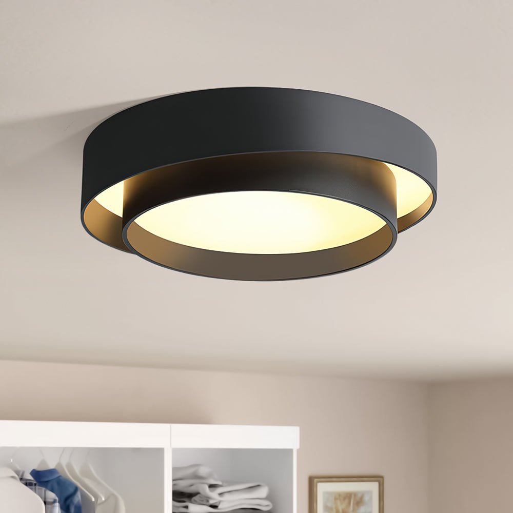 Ceiling Light Metal 39.0 cm Round LED White Grey Black Modern Living Room Bedroom Flush Mount Lamp | Thomler
