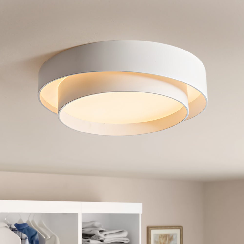 Ceiling Light Metal 39.0 cm Round LED White Grey Black Modern Living Room Bedroom Flush Mount Lamp | Thomler
