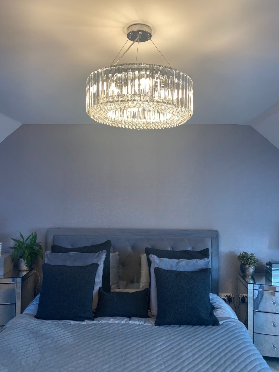 Pendant Chandelier Metal Crystal 50.0 cm Chrome Dining Room Living Area Ceiling Light Adjustable Suspension Glam Lighting Fixture | Thomler