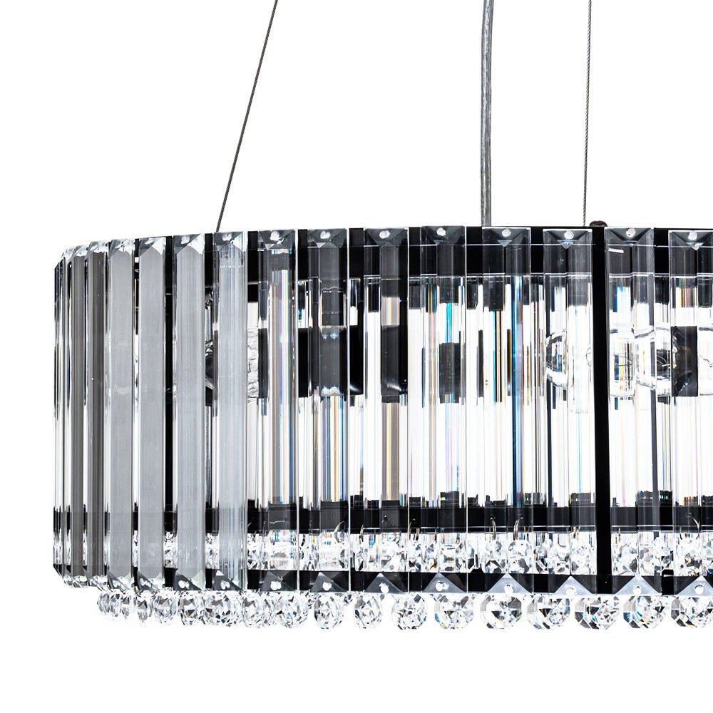 Pendant Chandelier Metal Crystal 50.0 cm Chrome Dining Room Living Area Ceiling Light Adjustable Suspension Glam Lighting Fixture | Thomler