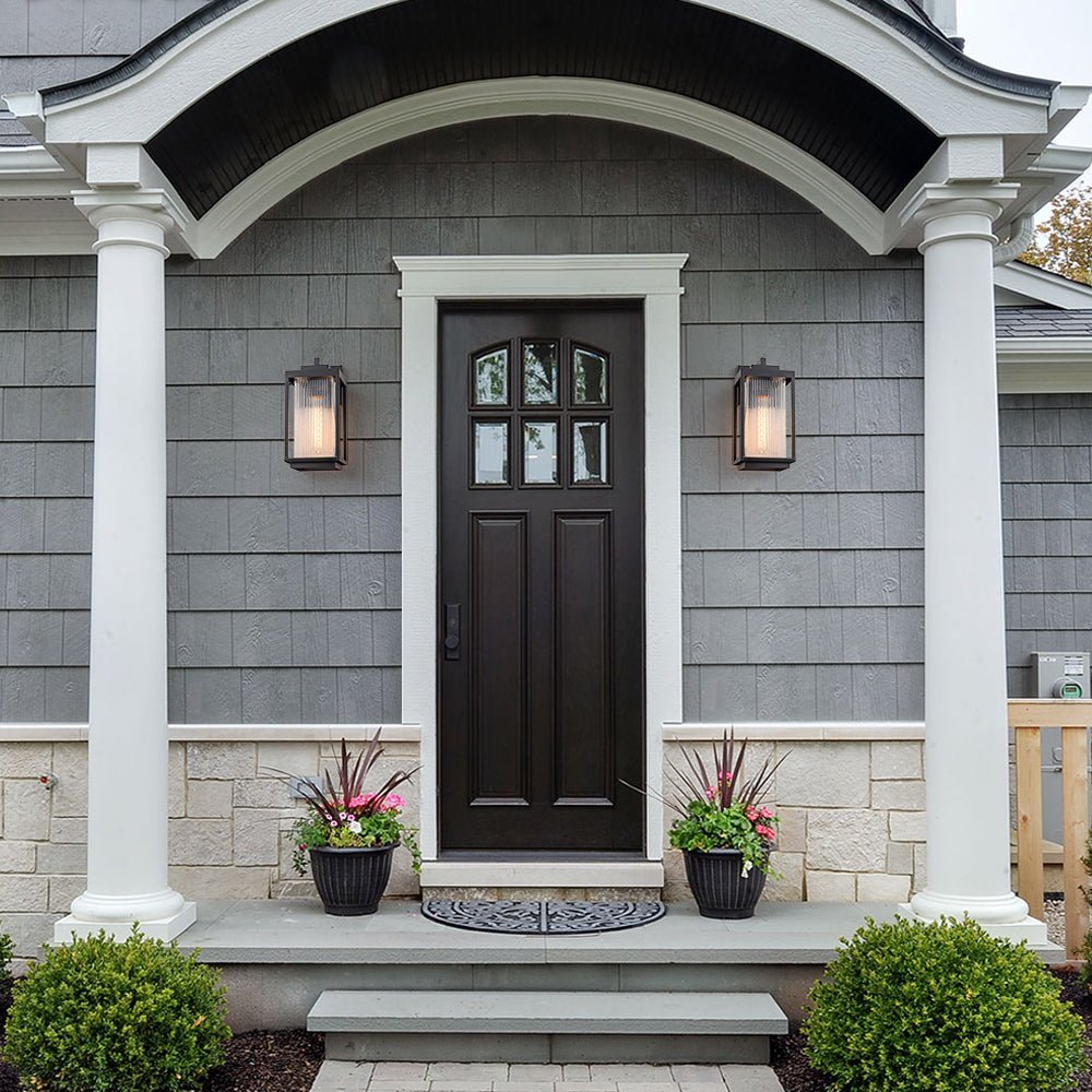 Wall Lamp Metal 32.0 cm Black Front Door Patio Lantern Light E27 Outdoor Weather Resistant Facade Veranda Lighting | Thomler
