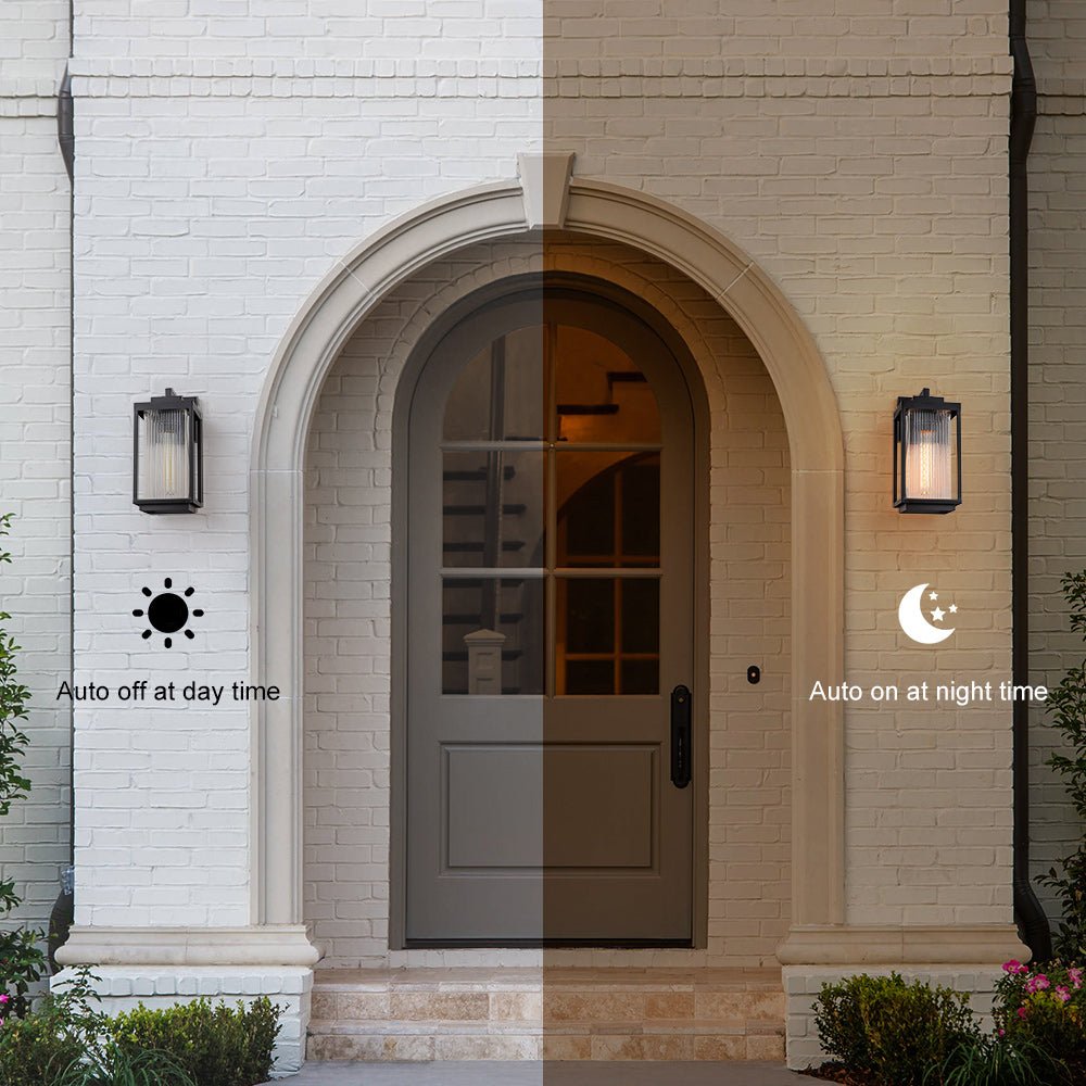 Wall Lamp Metal 32.0 cm Black Front Door Patio Lantern Light E27 Outdoor Weather Resistant Facade Veranda Lighting | Thomler