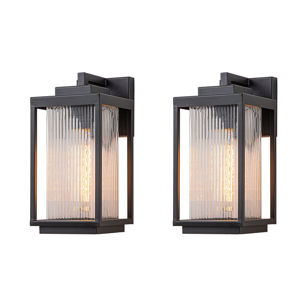 Wall Lamp Metal 32.0 cm Black Front Door Patio Lantern Light E27 Outdoor Weather Resistant Facade Veranda Lighting | Thomler