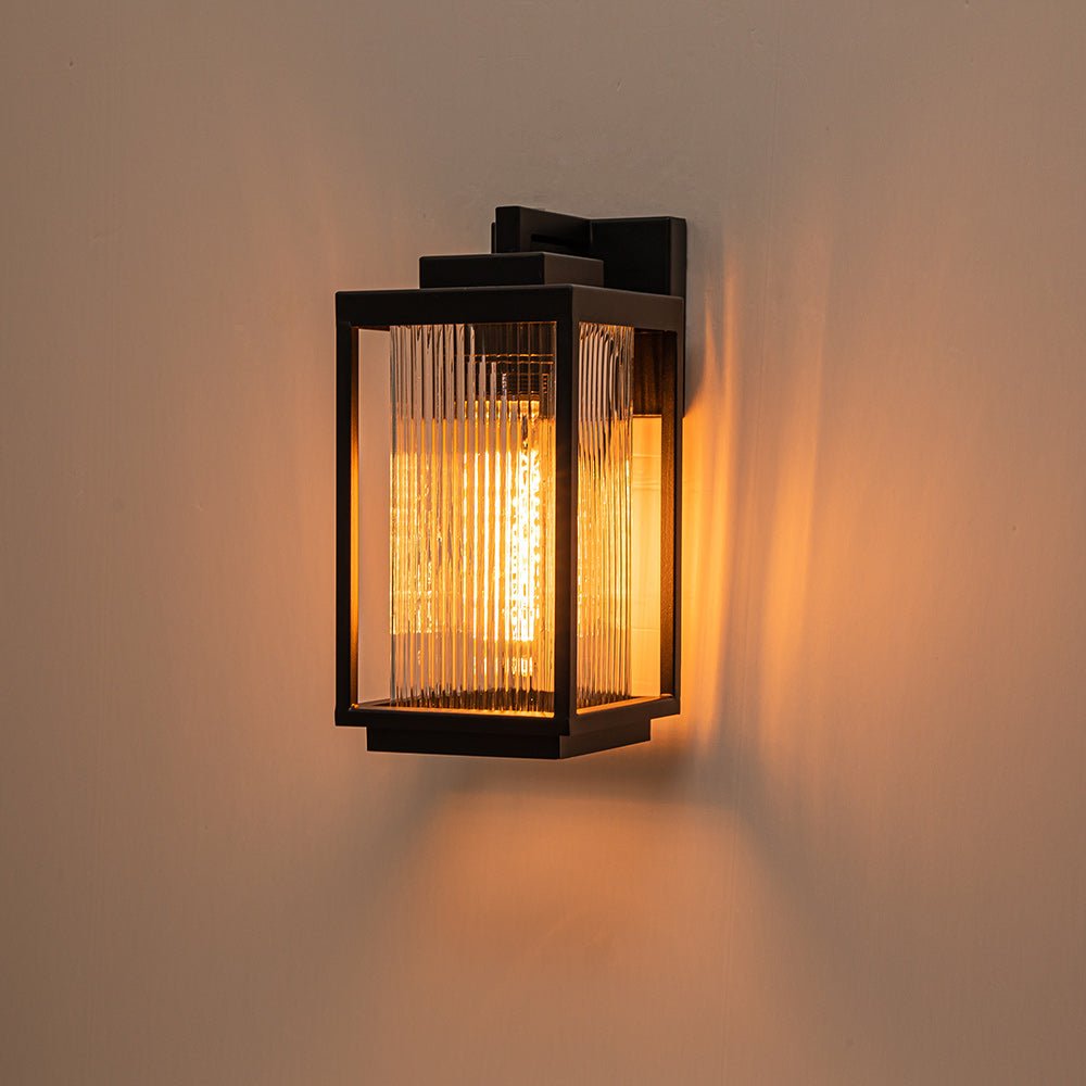 Wall Lamp Metal 32.0 cm Black Front Door Patio Lantern Light E27 Outdoor Weather Resistant Facade Veranda Lighting | Thomler