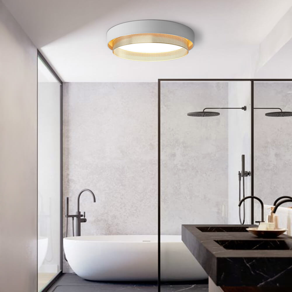 Ceiling Light Metal 50.0 cm Black Or White Living Room Hallway Flush Mount Integrated LED Round Ring Lamp | Thomler