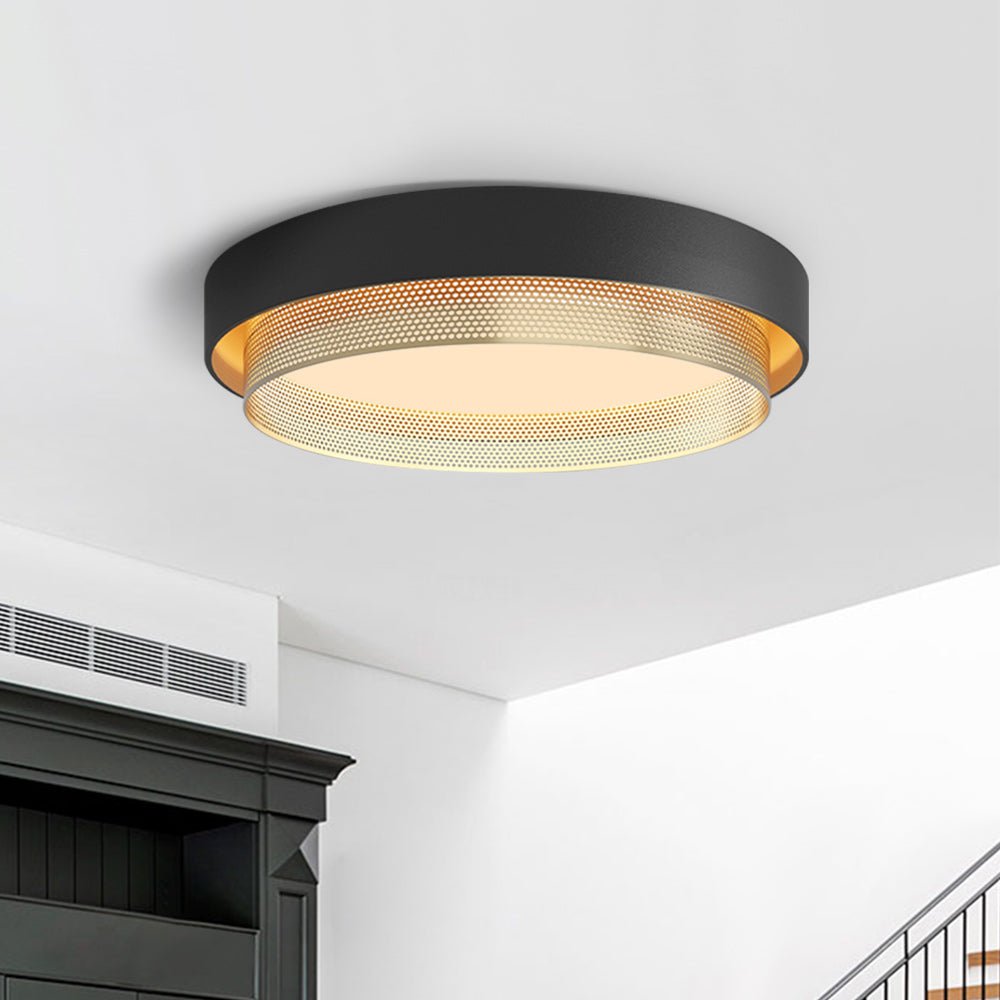 Ceiling Light Metal 50.0 cm Black Or White Living Room Hallway Flush Mount Integrated LED Round Ring Lamp | Thomler