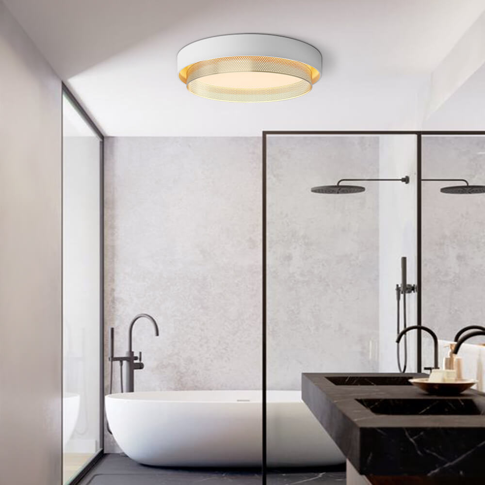 Ceiling Light Metal 50.0 cm Black Or White Living Room Hallway Flush Mount Integrated LED Round Ring Lamp | Thomler