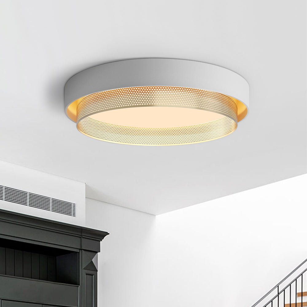 Ceiling Light Metal 50.0 cm Black Or White Living Room Hallway Flush Mount Integrated LED Round Ring Lamp | Thomler
