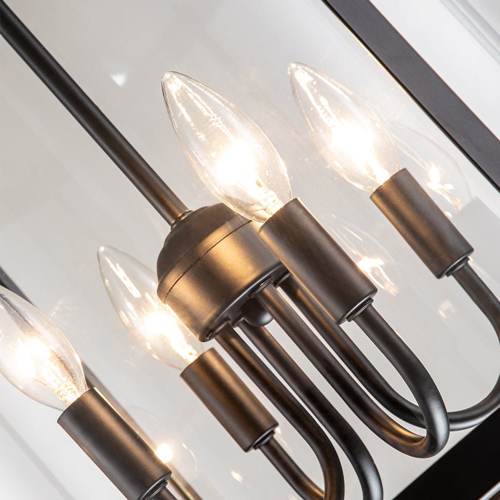 Pendant Light Glass Cylinder 45.0 cm Black Dining Room Kitchen Island Lantern Hanging Ceiling Lamp Dimmable E14 | Thomler