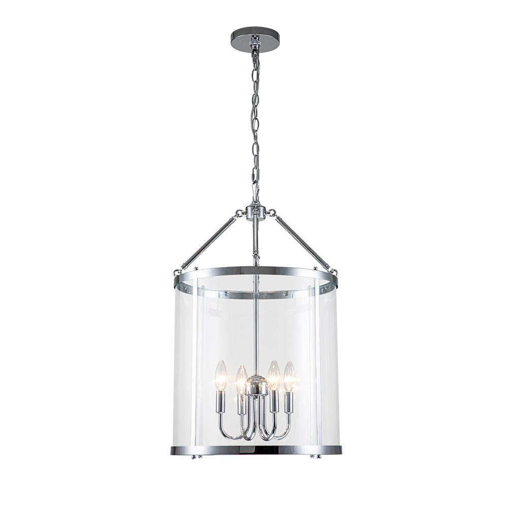 Pendant Light Glass Cylinder 45.0 cm Black Dining Room Kitchen Island Lantern Hanging Ceiling Lamp Dimmable E14 | Thomler