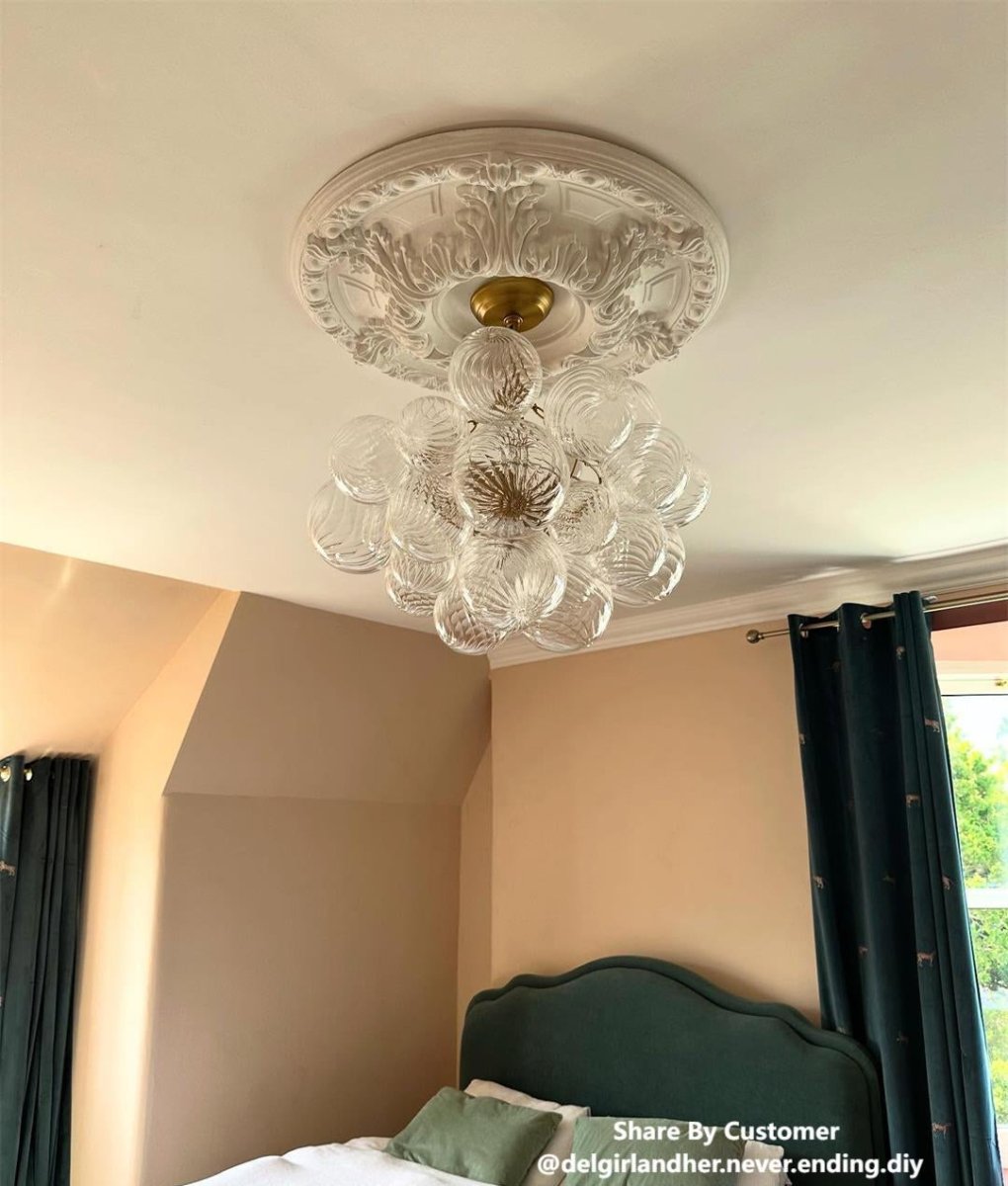 Pendant Light Glass Cluster Chandelier 60.0 cm Adjustable Brass Dining Room Living Room Modern Hanging Ceiling Lamp | Thomler