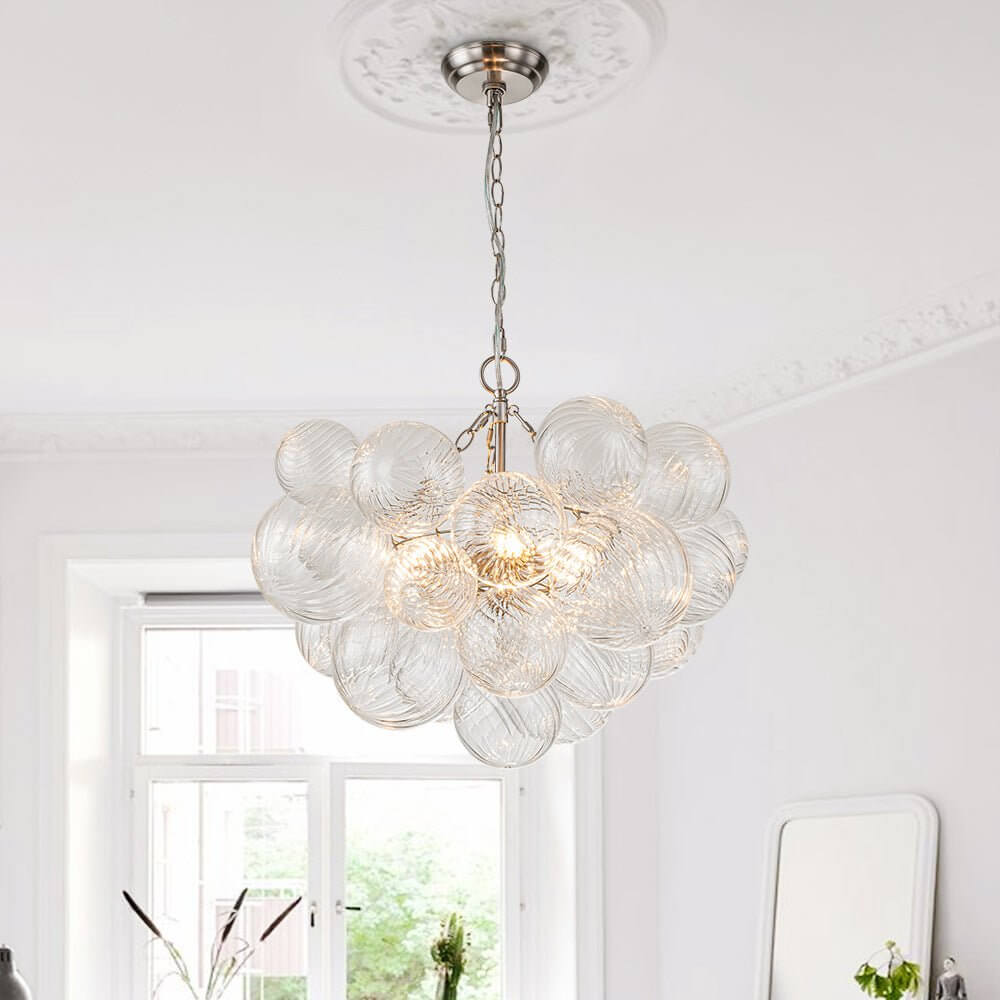 Pendant Light Glass Cluster Chandelier 60.0 cm Adjustable Brass Dining Room Living Room Modern Hanging Ceiling Lamp | Thomler
