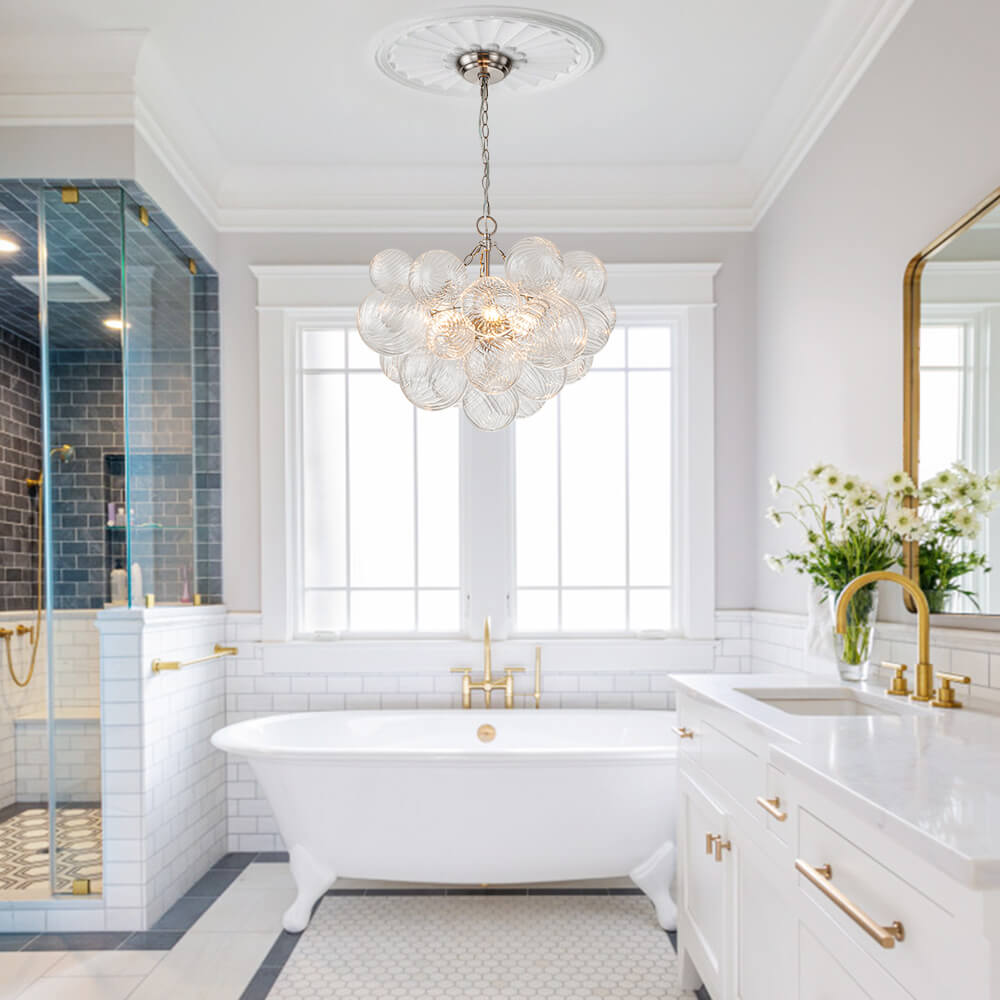 Pendant Light Glass Cluster Chandelier 60.0 cm Adjustable Brass Dining Room Living Room Modern Hanging Ceiling Lamp | Thomler